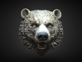 Modern Bear Head 3d model