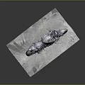 Black Sporty Motorcycle Showcased on Gray Stone Platform with Dark Background