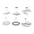 Modern Geometric Chandeliers With Metal Frames And Bright Lighting Design 3d model