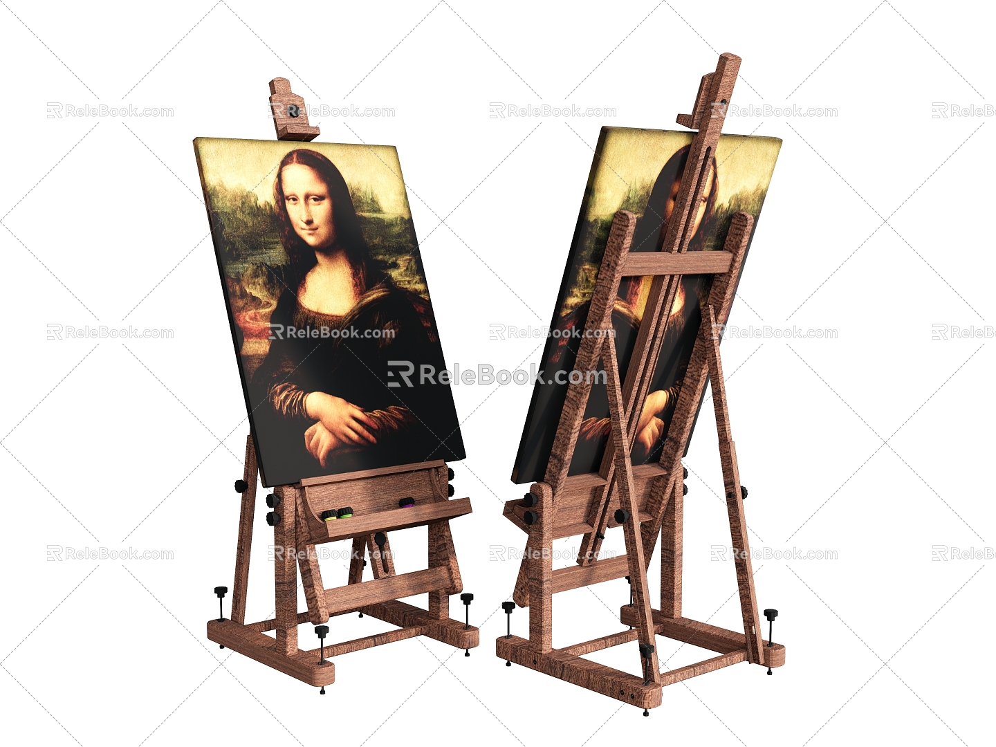 Storage Shelf Easel Oil Painting Mona Lisa 3d model