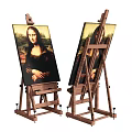 Wooden Adjustable Easels Holding Mona Lisa Painting For Art Studio Display Use