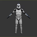 Detailed Clone Trooper Armor With White Blue Design In Standing Pose