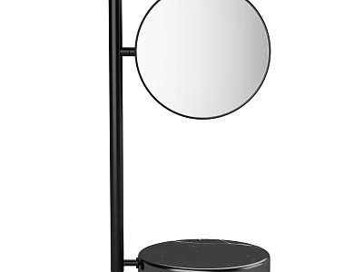 Modern Minimalist Round Standing Mirror With Black Metal Stand And Base 3d model