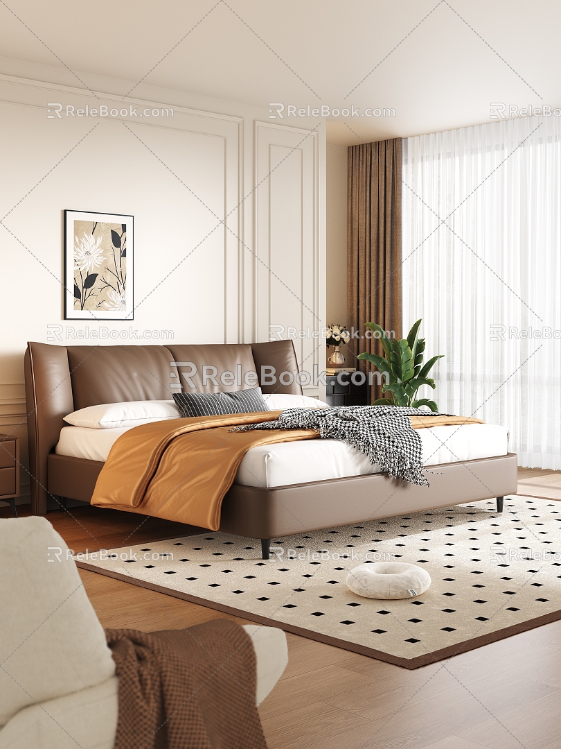 Modern Double Bed 3d model