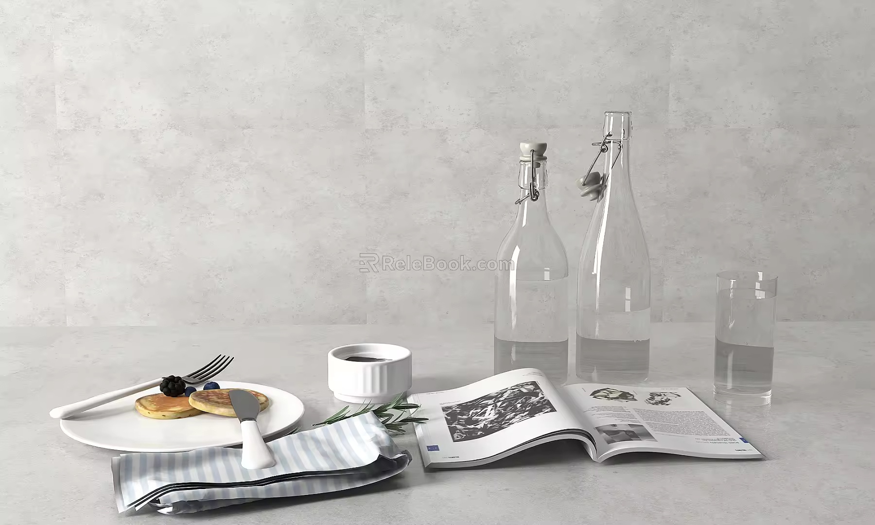 modern tableware porcelain knife and fork 3d model
