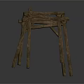 Three Rustic Wooden Stands With Crossed Beam Design On White Background