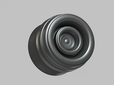 Black Metallic Mechanical Component With Concentric Circular Smooth Surface Industrial Design 3d model