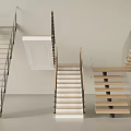Modern Stairs With Various Designs Featuring Wooden Treads And Metal Handrails