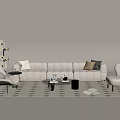 French cream style sofa combination 3d model