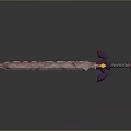 Colorful Fantasy Sword With Purple Pink Hilt Intricate Patterns And Glowing Yellow Accents