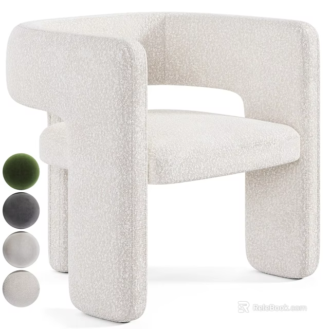 Modern Minimalist Accent Chair With Textured Fabric And Rounded Armrests Multiple Color Options 3d model 