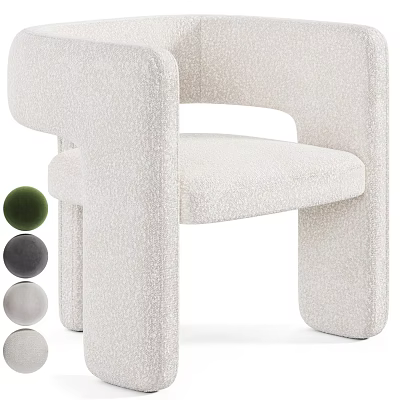 Modern Minimalist Accent Chair With Textured Fabric And Rounded Armrests Multiple Color Options 3d model