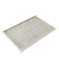 Soft Square Rug With Woven Herringbone Design Fringe Edges And Gray Tone