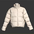 Stylish Light Pink Puffer Jacket Displayed On Mannequin With Gray Background