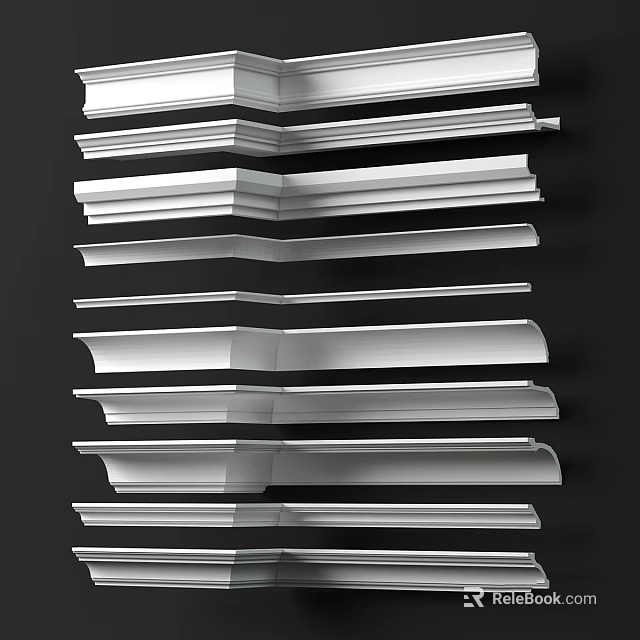 Modern Architectural Components With Various Decorative Profiles And Stacked Design 3d model 