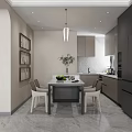Modern Kitchen Interior With Dark And Light Gray Cabinets Countertop And Appliances 3d model