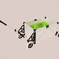 Foldable Cart With Green Interior White Frame Black Handle And Wheels 3d model