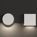 Modern Wall Mounted Round And Square White Decorative Lighting On Dark Textured Wall