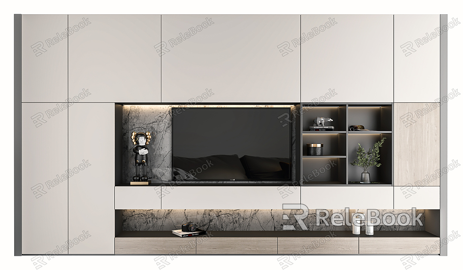 Modern TV Background Cabinet Decorative TV Cabinet model