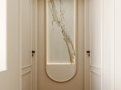 Elegant Foyer Hallway Interior With Artistic Wall Decor And Lighting 3d model
