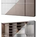 Modern Wardrobe Interior Design With Sliding Doors Hanging Rods Shelves And Drawer