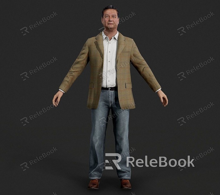 Realistic Middle-aged Businessmen Realistic Middle-aged Coat Short Hair Asian Businessmen Boss Leading Clothes Clothing Pants model