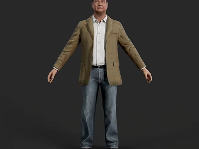 Realistic Middle-aged Businessmen Realistic Middle-aged Coat Short Hair Asian Businessmen Boss Leading Clothes Clothing Pants 3d model