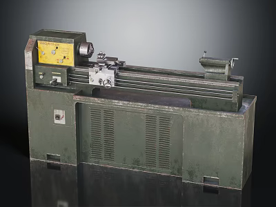 Industrial Lathe Machine With Control Panel Lathe Bed And Metalworking Components 3d model
