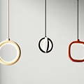 Modern Geometric Shaped Pendant Lights In White Black Red For Interior Design 3d model