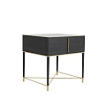 Modern Black Wooden Nightstand With Gold Handle Drawer And Metal Frame Legs