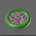Round Green Bowl Filled With Colorful Small Balls For Household Use