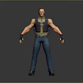3D Male Character With Red Hair Tactical Vest Blue Jeans And Standing Pose