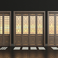 Chinese-style flower-cut window 3d model