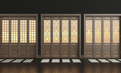 Chinese-style flower-cut window 3d model