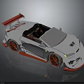 Silver Sporty Convertible Car With Red Rear Spoiler Red Wheels And Angular Design