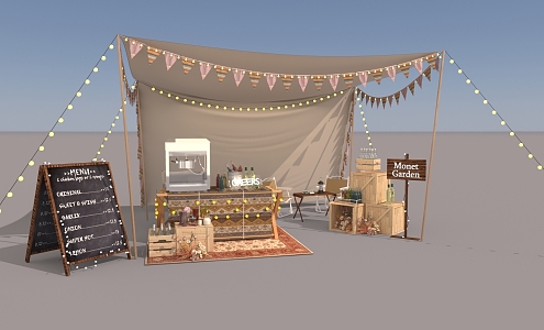 Camping Market Booth Tent Market Booth 3d model