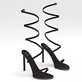 Black Stylish High Heels With Spiral Laces And Thin Heel Design