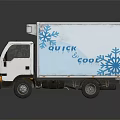 White Refrigerated Truck With Quick Cool Logo And Blue Snowflakes Design