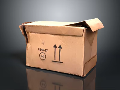Open Cardboard Box For Packaging Household Items With Upward Arrows And Markings 3d model