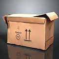 Open Cardboard Box For Packaging Household Items With Upward Arrows And Markings