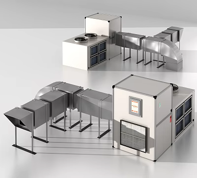Industrial Stainless Steel Processing Equipment With Ventilation System And Control Panel 3d model