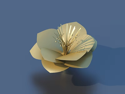 Exquisite Golden Flower Sculpture With Delicate Petals And Intricate Stamen Design 3d model