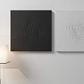 Abstract Paintings with Black and White Square Spiral Patterns Hung on Wall 3d model