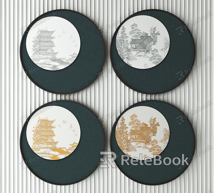 New Chinese Round Frame Painting Decorative Painting model