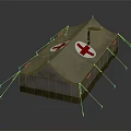 Red Cross Medical Emergency Tent With Canvas Cover And Support Stakes For Relief