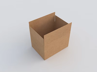 Brown Cardboard Box With Open Top Empty Sturdy Structure And Minimalist Design 3d model