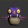 3D Fantasy Creature Character With Purple Pink Body Glowing Lure Yellow Eyes And Tentacles