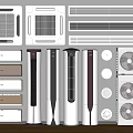 Modern Standing And Wall Mounted Air Conditioners And Fans With Various Designs