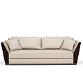 Modern Beige Sectional Sofa With Dark Brown Armrests And Soft Cushions 3d model