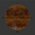 Traditional Wooden Round Top Table With Carved Pedestal And Curved Legs Design